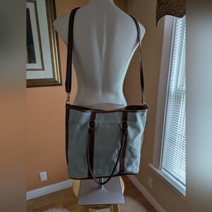 Vintage Pingo Stylish Gray and Brown Women's Bag Leather Light Blue And Brown